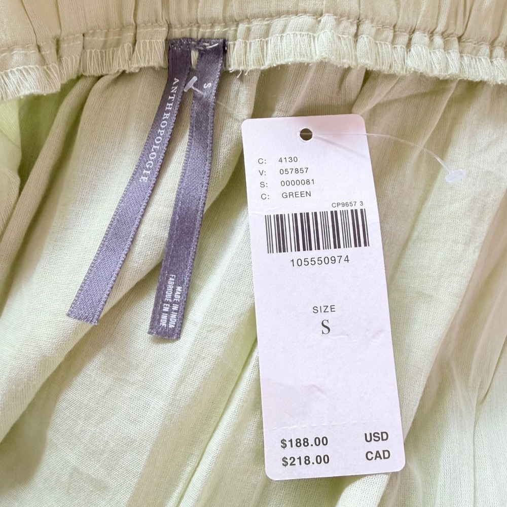 Anthropologie Somerset Off-Shoulder Maxi Dress Green Shimmer Size Small Tiered - Picture 10 of 10